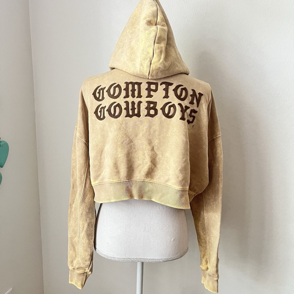 Compton Cowboys x Forever 21 collab tan tie dye crop full zip hoodie NWT M/L